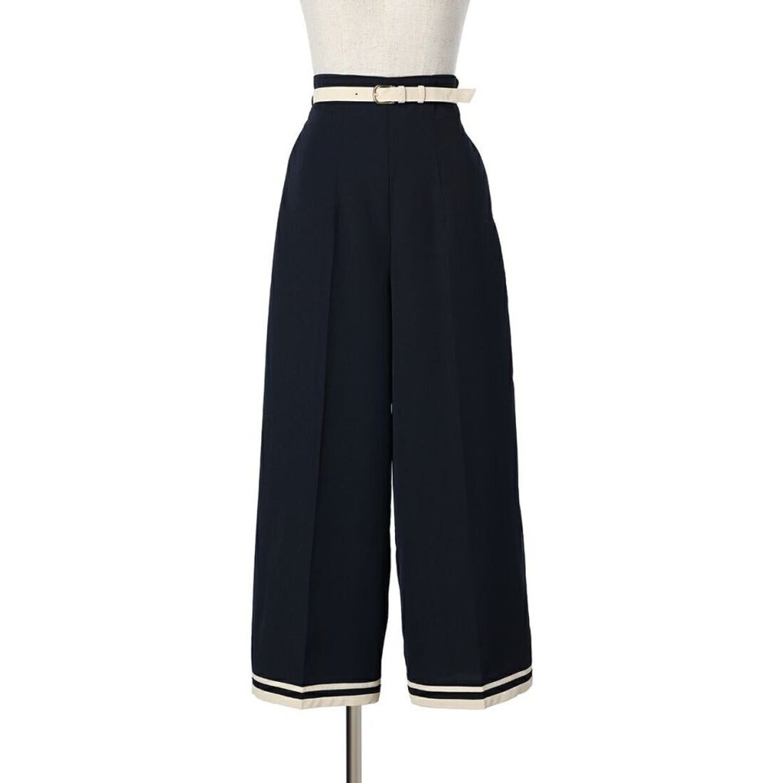 an another angelus バイカラーライン使いワイドパンツ(Fi.n.t) （NAVY）