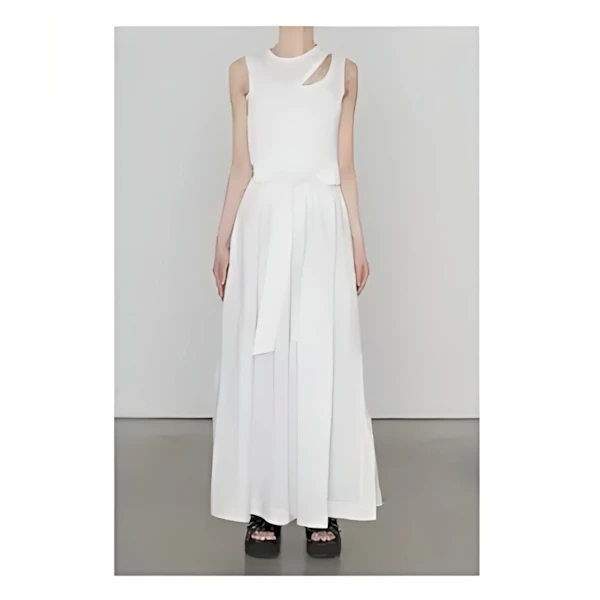 HYKE LINEN SHIRRED DRESS