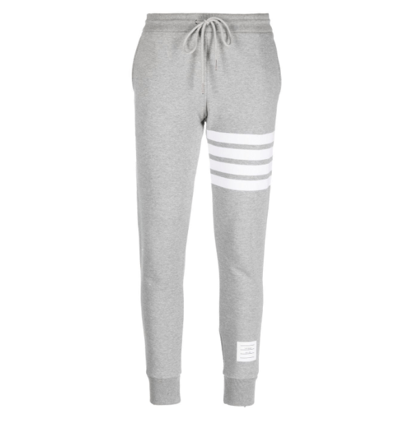 THOM BROWNE. NEW YORK スウェットトラウザー 4BARストライプ ライトグレー コットン ループバック