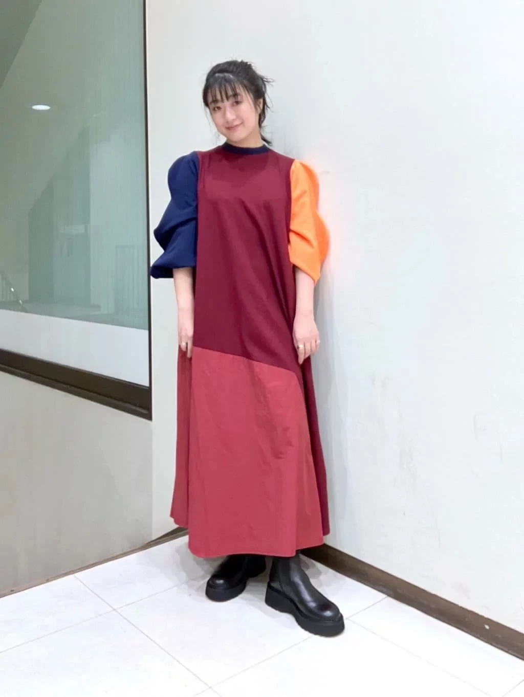 HeRIN.CYE Mountain sleeve docking dress