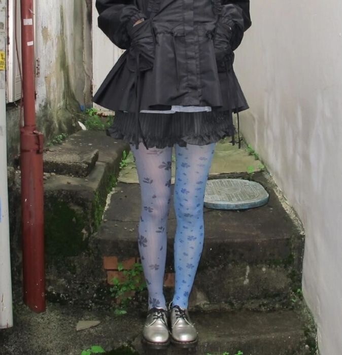 TYPESERVICE Mixed Bloom Tights Blue