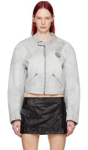 Acne Studios ブラック クリース レザー ミニスカート