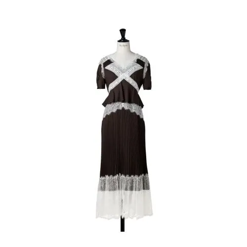 Her lip to Giulia Lace Pleated Dress