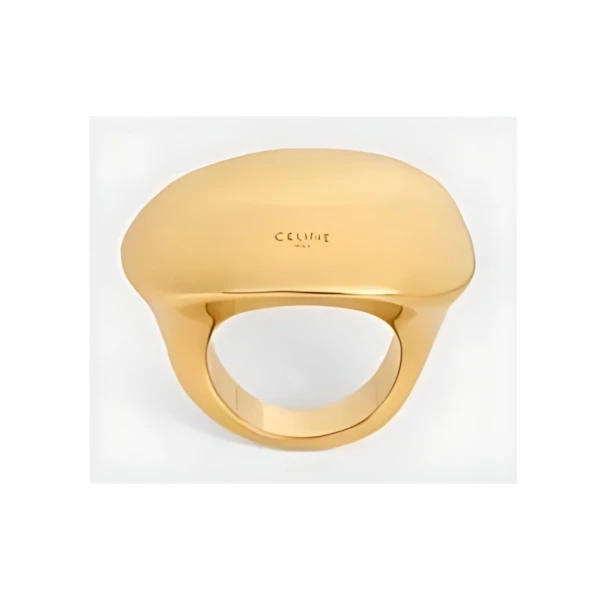 CELINE アブストラクトフォーム スフィア リング / ゴールドフィニッシュ ブラス