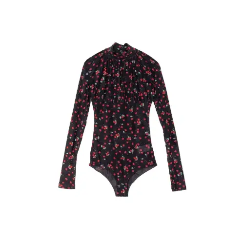 FETICO PRINTED VELVET TULLE TURTLENECK BODYSUIT