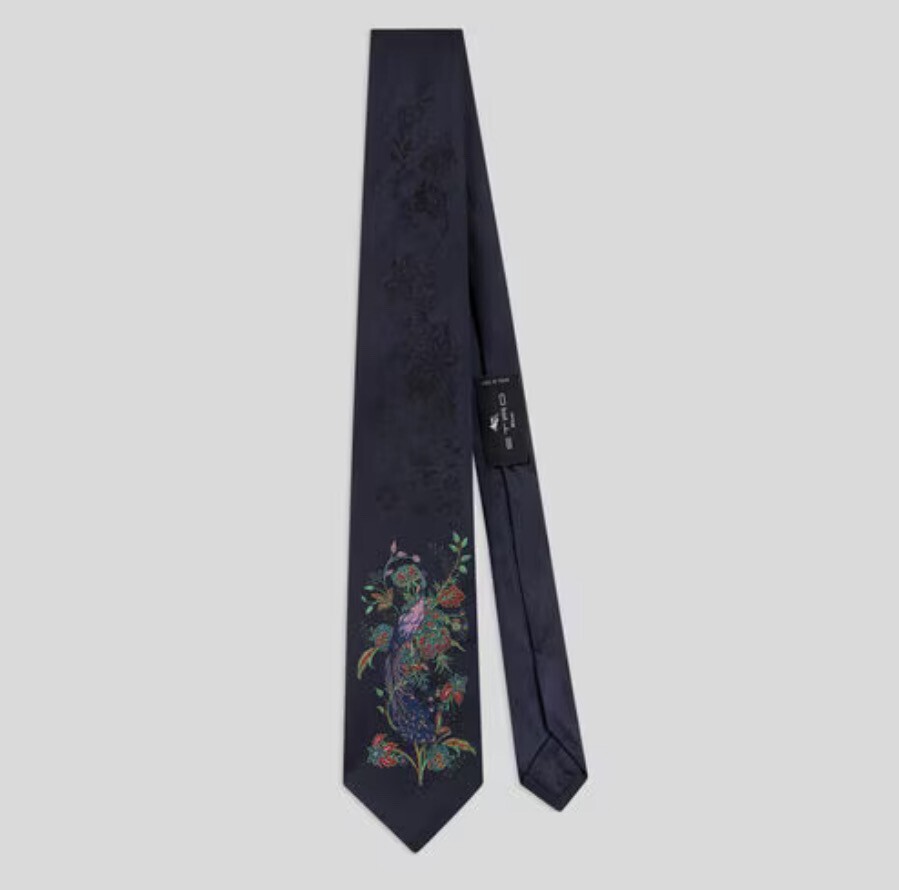 ETRO ピーコックシルクジャカードネクタイ