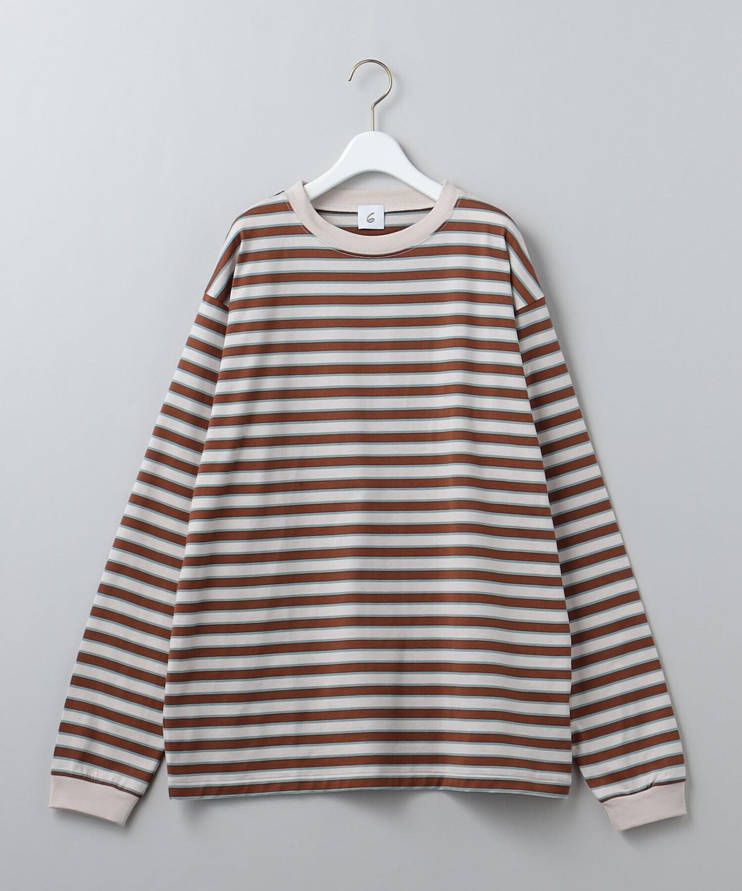 6(ROKU) COTTON BORDER LONG SLEEVE T-SHIRT