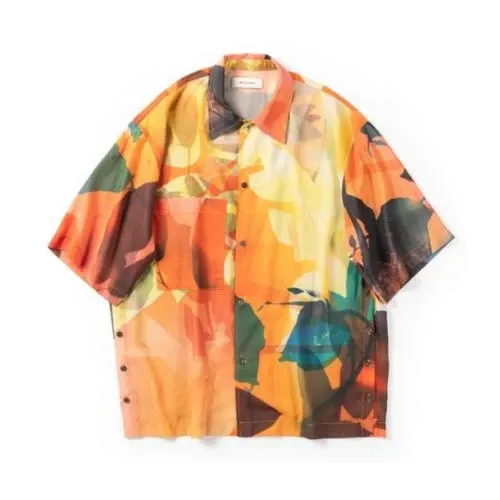 wizzard PRINT SLIT SHIRT セットアップ総柄グラフィックプリントスリットシャツ