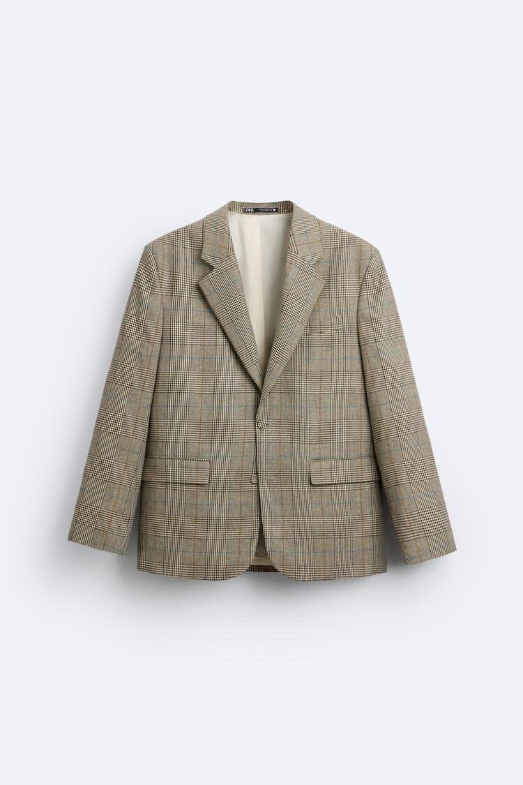 ZARA チェックウールブレンドブレザー