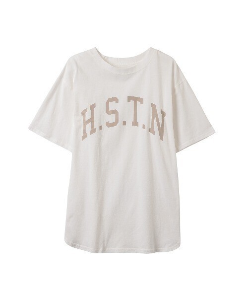 ad thie 大人カジュアル 綿100% オーバーサイズ カレッジ ロゴ ドロップ ショルダー Tシャツ トップス