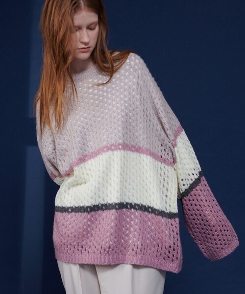 ONCILY MULTI BORDER MESH KNIT