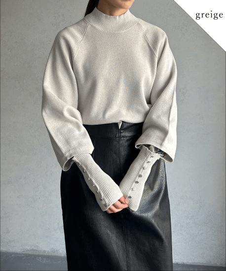 &g’aime CUTTING SLEEVE BOTTLENECK KNIT TOPS/986-63007
