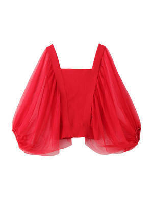 PAMEO POSE Square Dolman Tulle Knit Top