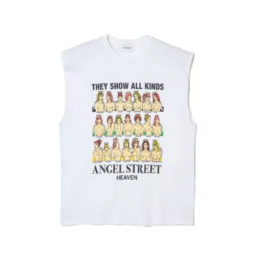 MAYO ANGEL STREET PRINT SLEEVELESS TEE