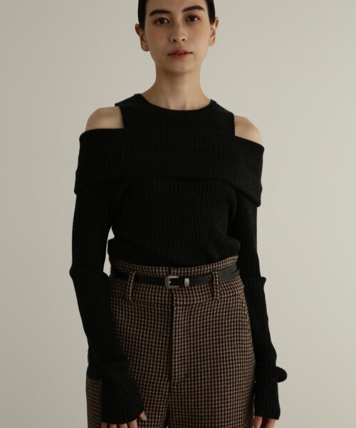 JILLSTUART ウールリブオフショルダーニット