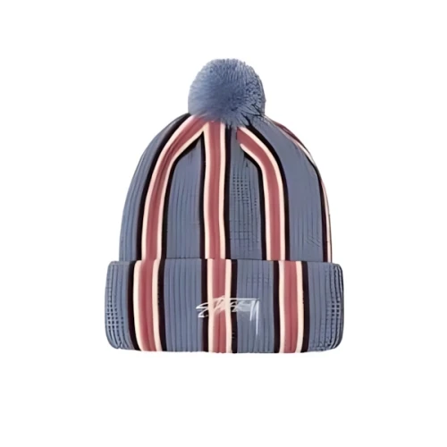 Stussy Striped Pom Beanie