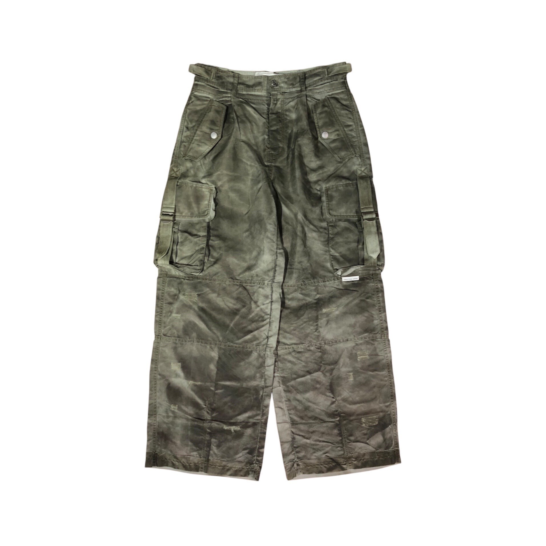 Feng Chen Wang SANDWASHED NYLON CARGO PANTS - DARK BROWN