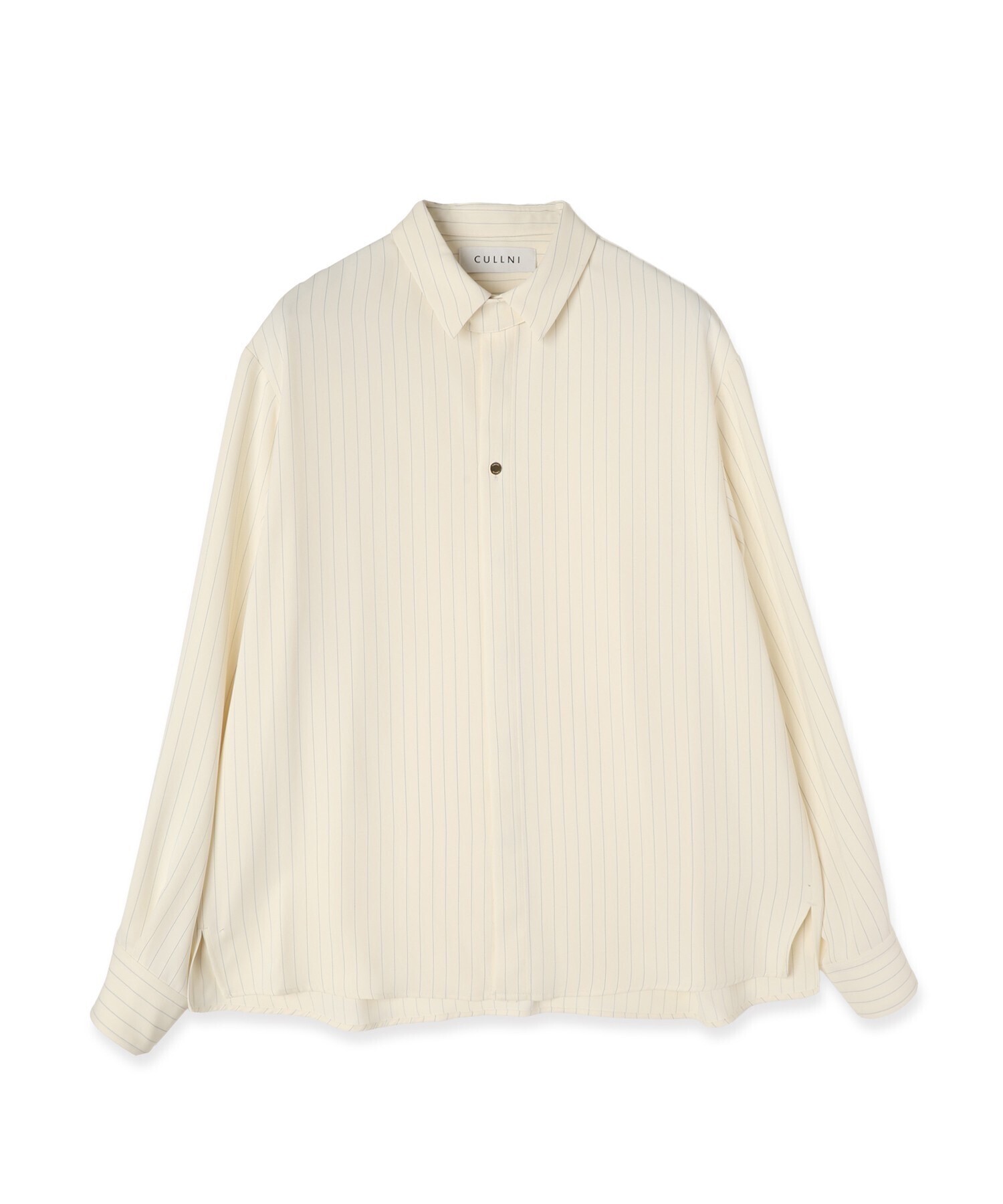 CULLNI Stripe Double Cloth Chin Tab Long Sleeve Shirt