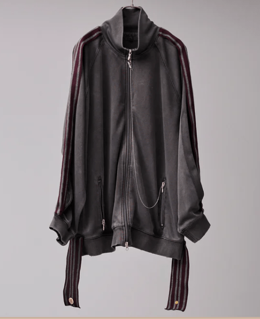 BODYSONG. PIGMENT-DYED DISTRESSED TRACK JACKET