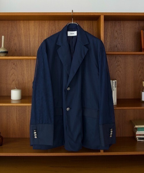 seyto Tulle layered semi double tailored jacket