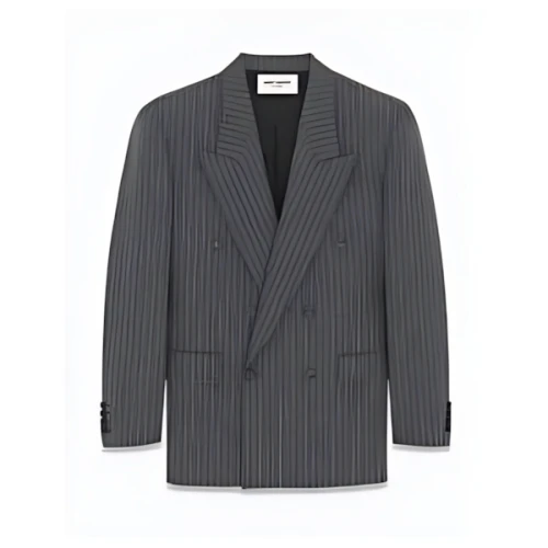 SAINT LAURENT オーバーサイズジャケット（ウールフランネル／ストライプ）