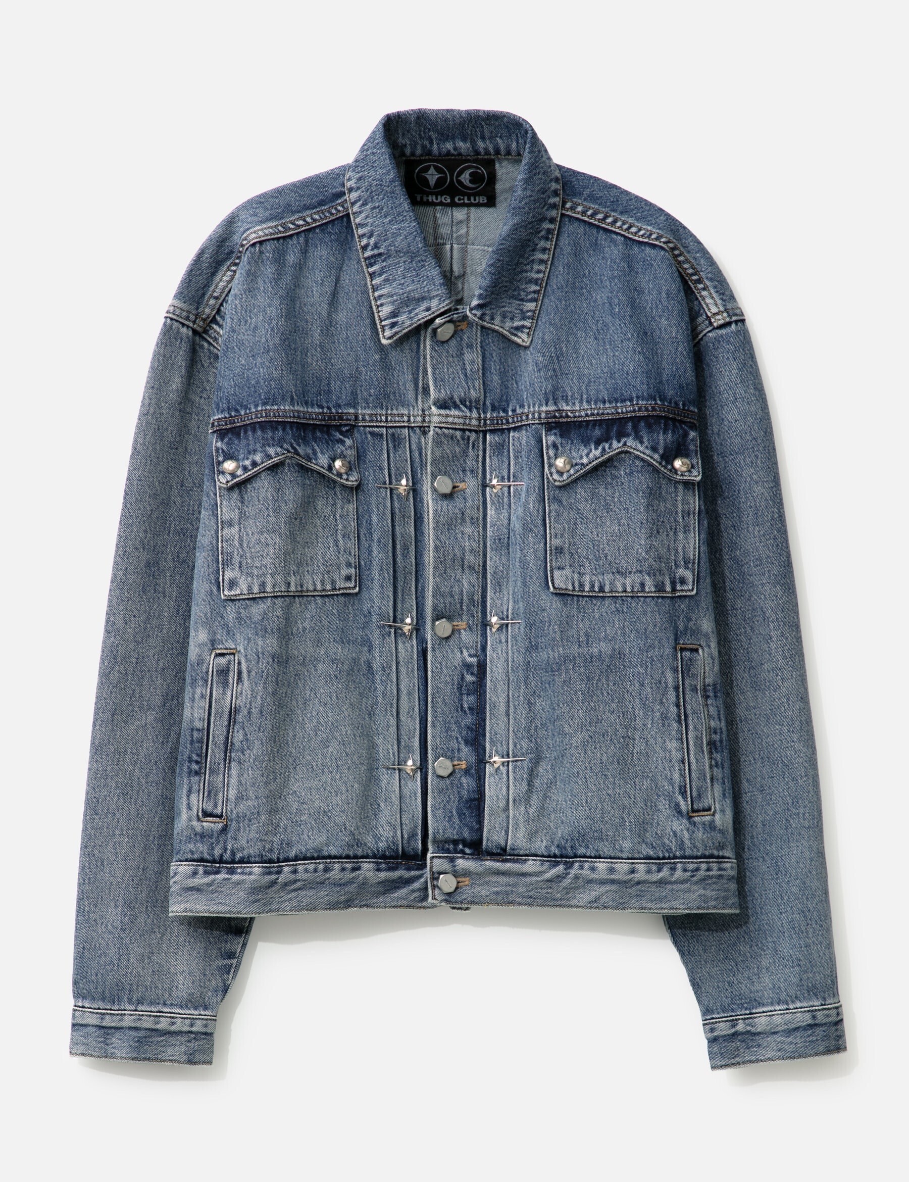 THUG CLUB TRUCKER JACKET WITH GATHERED BACK