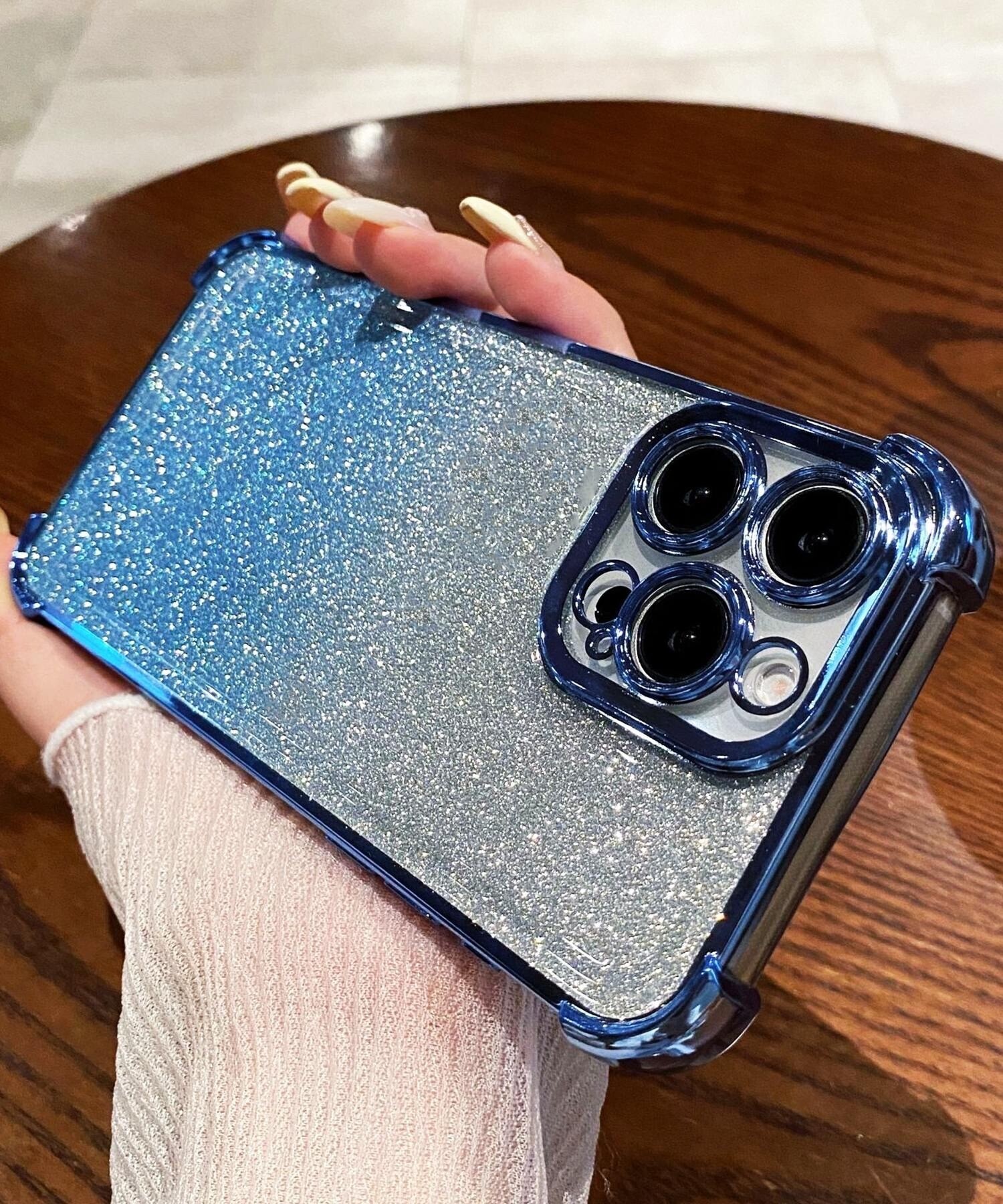 THE MILES グラデーション グリッター ラメ シート付き メタリックカラー バンパーフレーム iPhoneケース