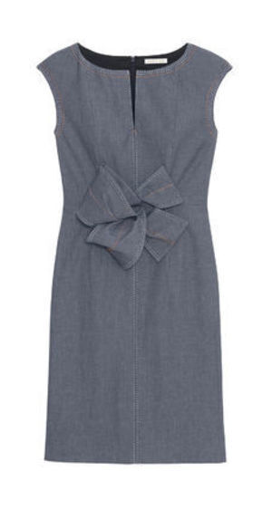 PAULE KA Dress in denim and micro tweed