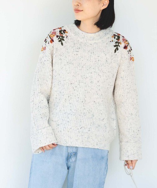 BEAMS HEART ハンド刺繍 ニットプルオーバー