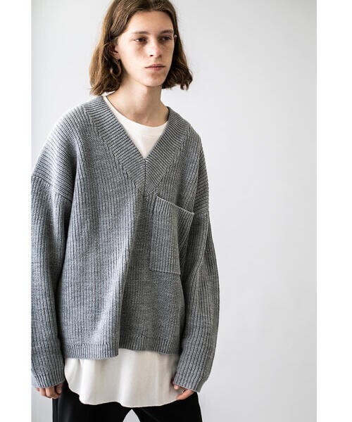 MONKEY TIME PE AZE CROPPED 1POC V-NECK/ニット