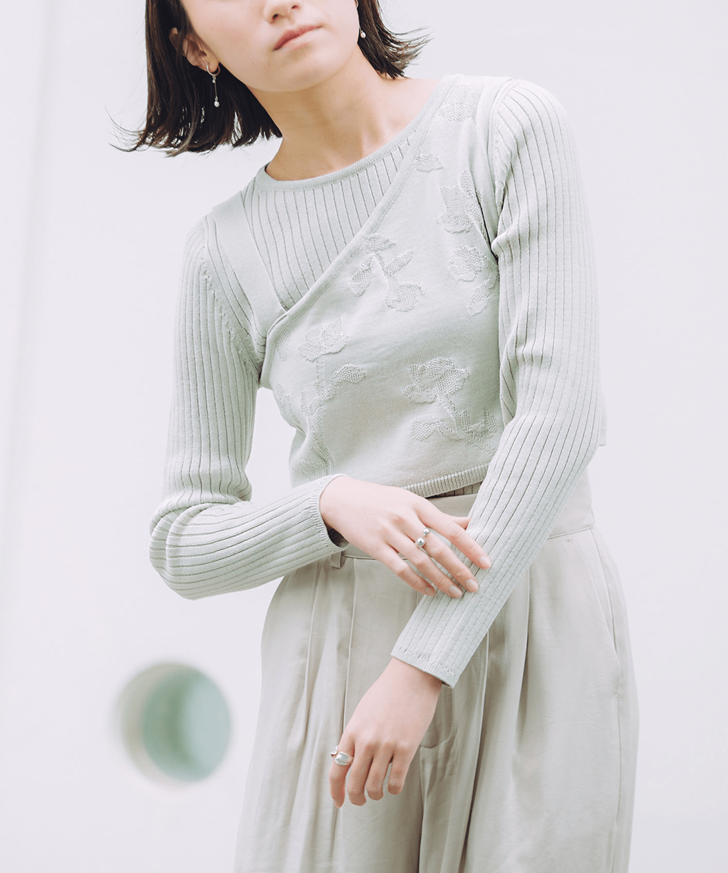 fav store 【Liilas】花柄ビスチェリブニットセット