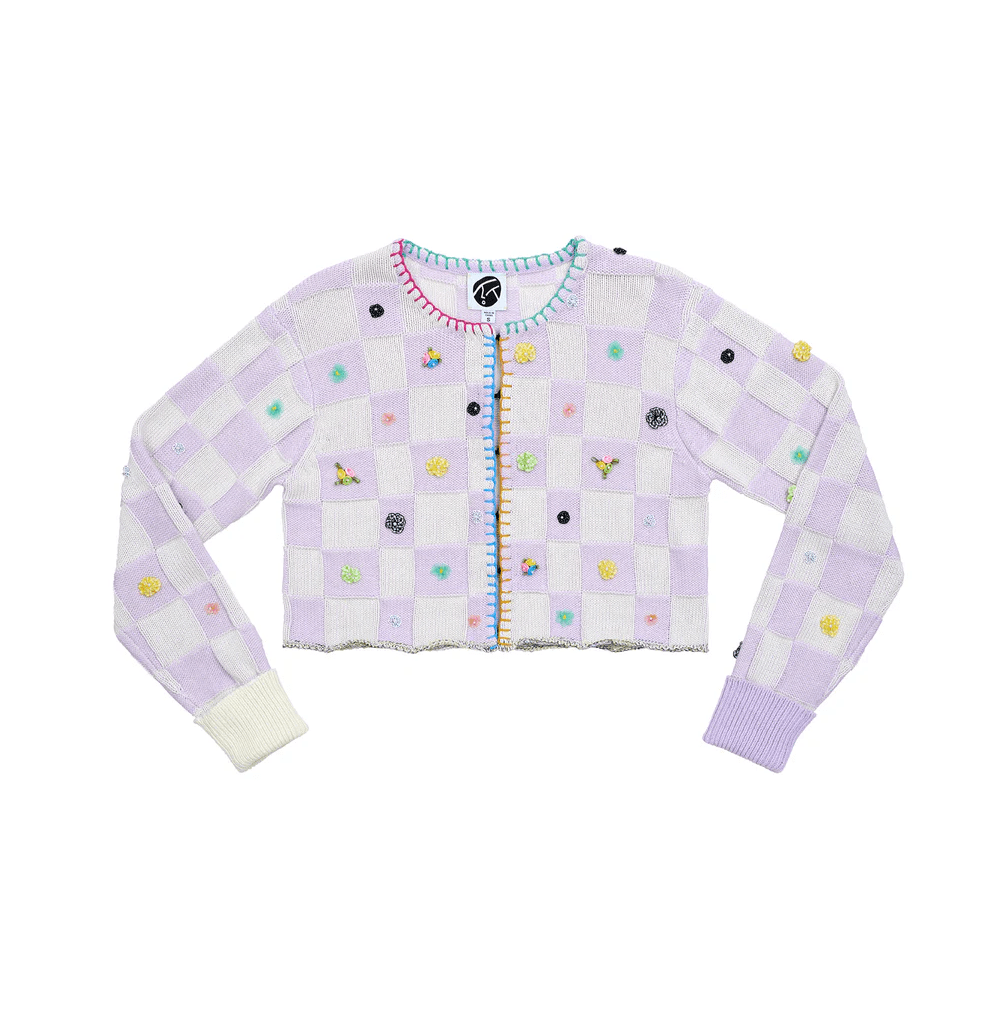 YANYAN ライラックコットンのチェック柄ジャケット