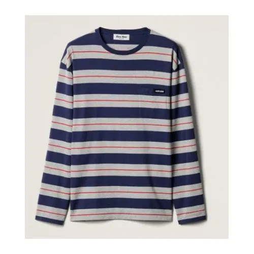 MIU MIU ストライプ ジャージー Tシャツ