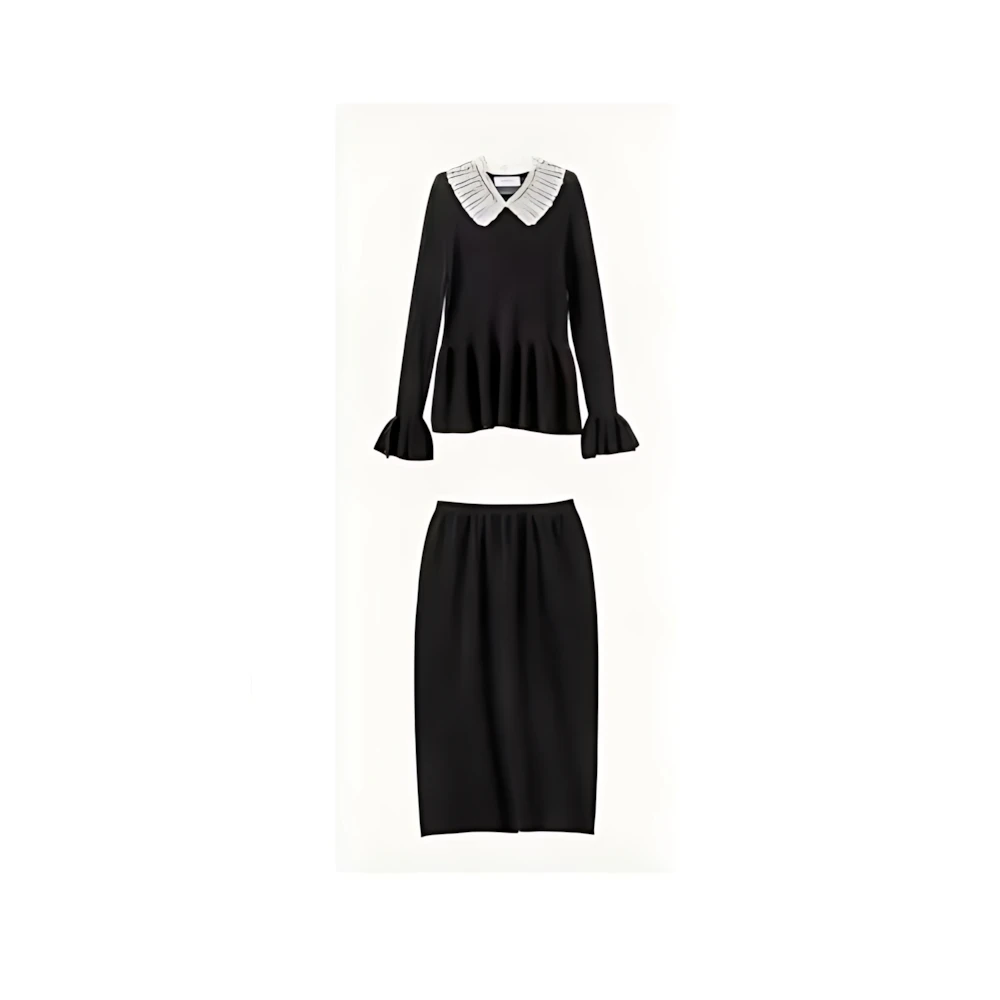 MUVEIL クロシェ衿ニットワンピース