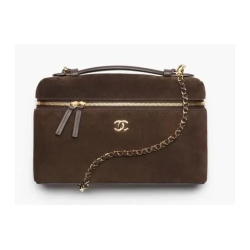 CHANEL Large vanity with chain - Suede calfskin & gold metal