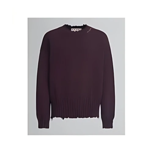 MARNI バーガンディ コットン製 クルーネックセーター