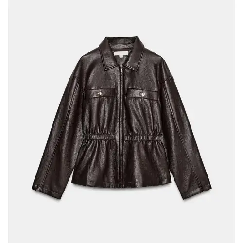 ZARA フェイクレザー エラスティックウエストジャケット