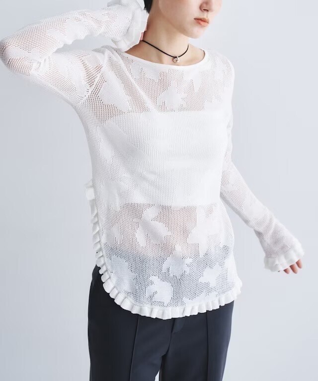 CODE A flower mesh pullover