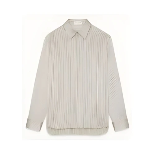 SAINT LAURENT ボーイフレンドシャツ（ストライプ／シルク／サテン）