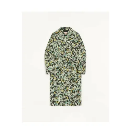 VALENTINO Single-Breasted Coat In Cotton Drill With Papier Floral Print