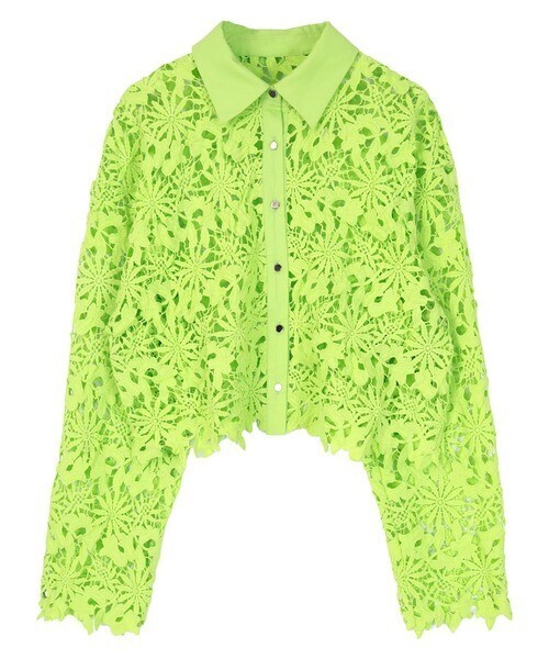 miette スカラップレースクロップドシャツ