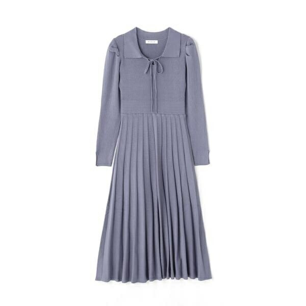 NATURAL BEAUTY BASIC ナローリボンプリーツニットワンピース
