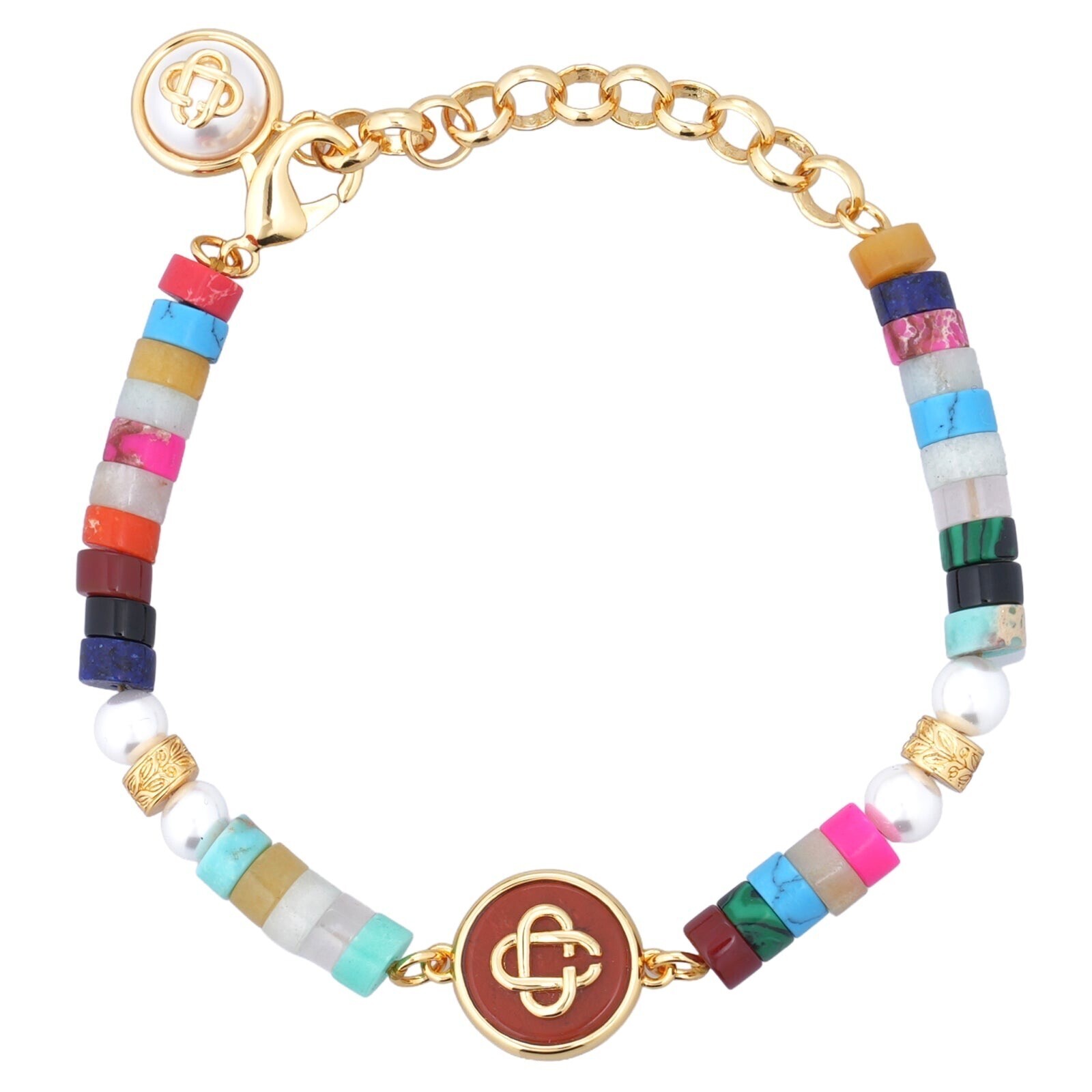 CASABLANCA MULTI BEAD BRACELET / CSB177:GOLD/MULTI COLOUR