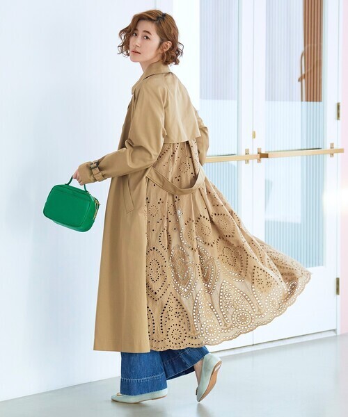 grove レースドッキングトレンチコート