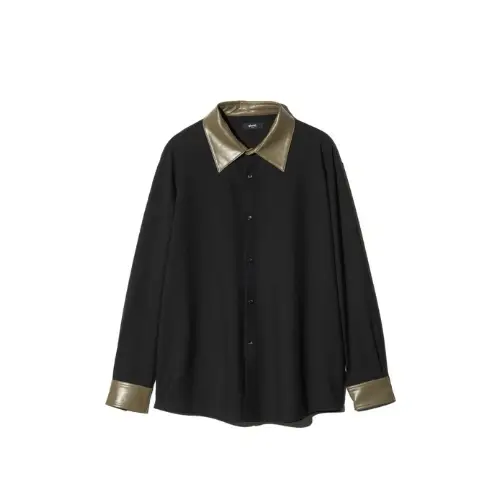 glamb Synth Leather Collar Shirt
