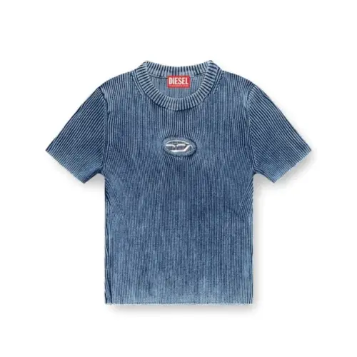 DIESEL Knitted crop top with denim effect