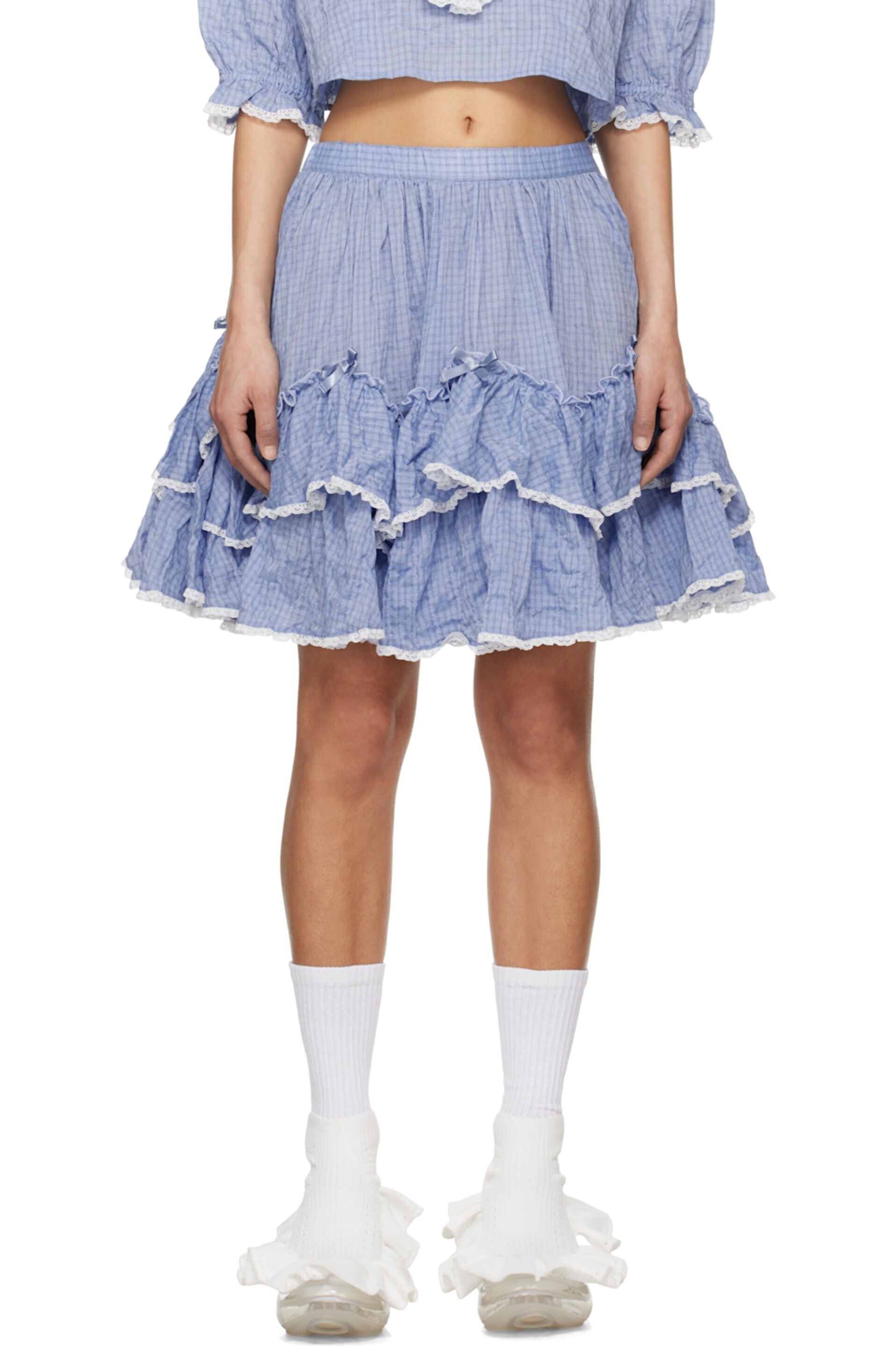 JENNY FAX Blue Cotton Lolita Miniskirt