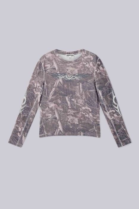 JADED LONDON Woodland Camo Tattoo Applique Top
