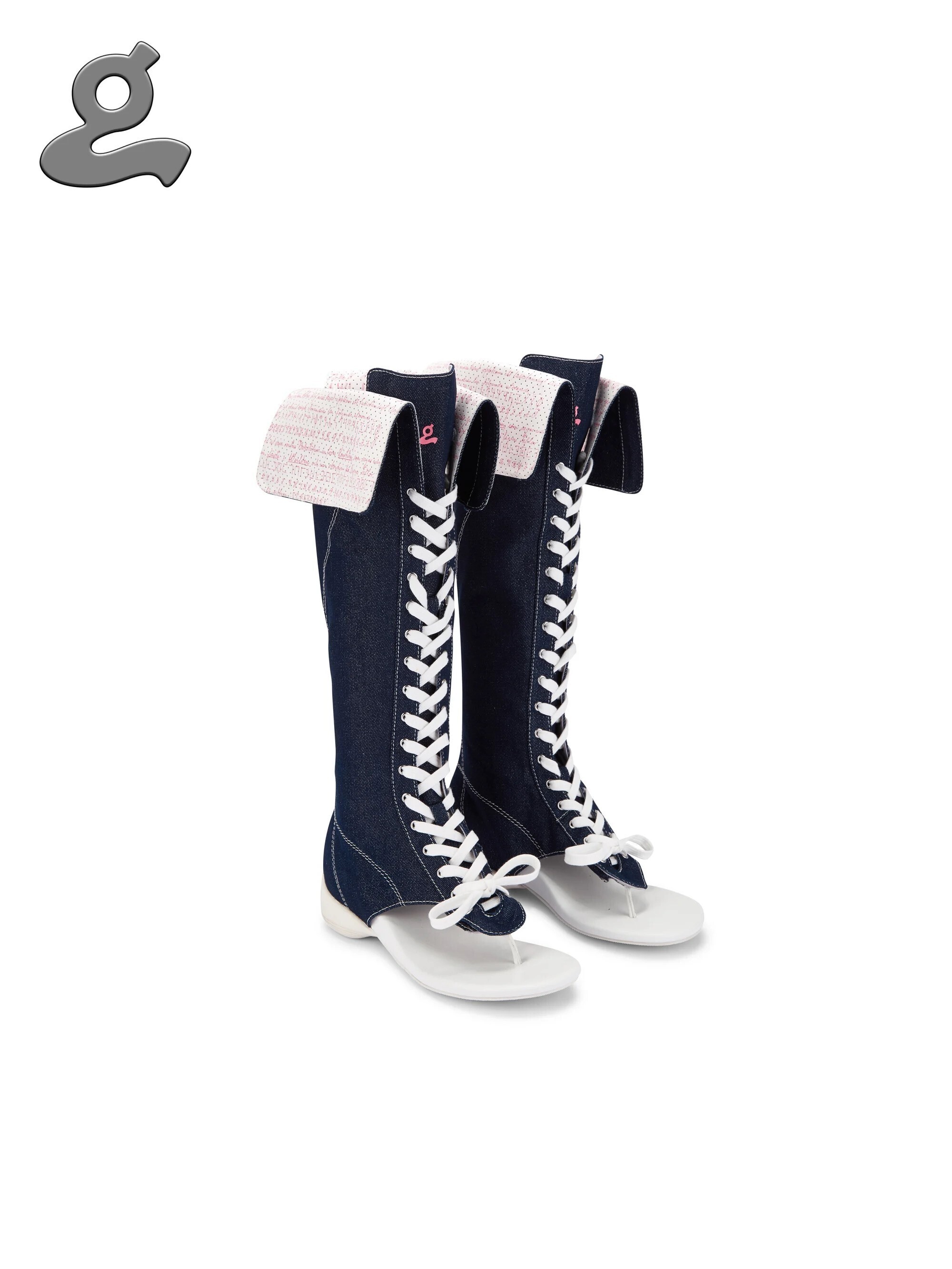 GRAPE Denim Print “LAPEL#3” Boxing Boots