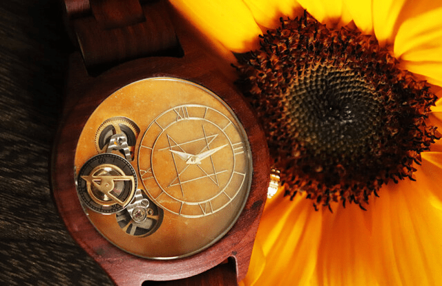 NOZ TIMEPIECES DOUBLE MOVEMENT MODEL ダブルムーブメントモデル／オレンジドロマイト 45mm レッドサンダルウッド天然木バンド